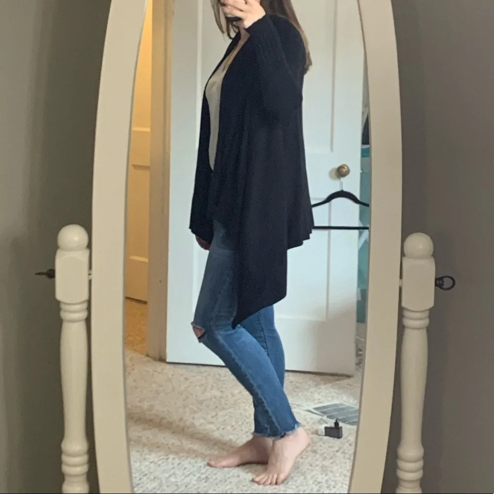 Zara Knit Waterfall Open Front Cardigan Black Sm